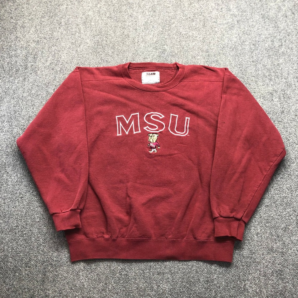 Vintage Team Edition MSU Mississippi State Bulldogs Sweatshirt Maroon Mens Large